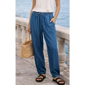 Gerard Darel Coastal Relaxed Paperbag Straight Jeans 8 Tall Boho Lounge Indie